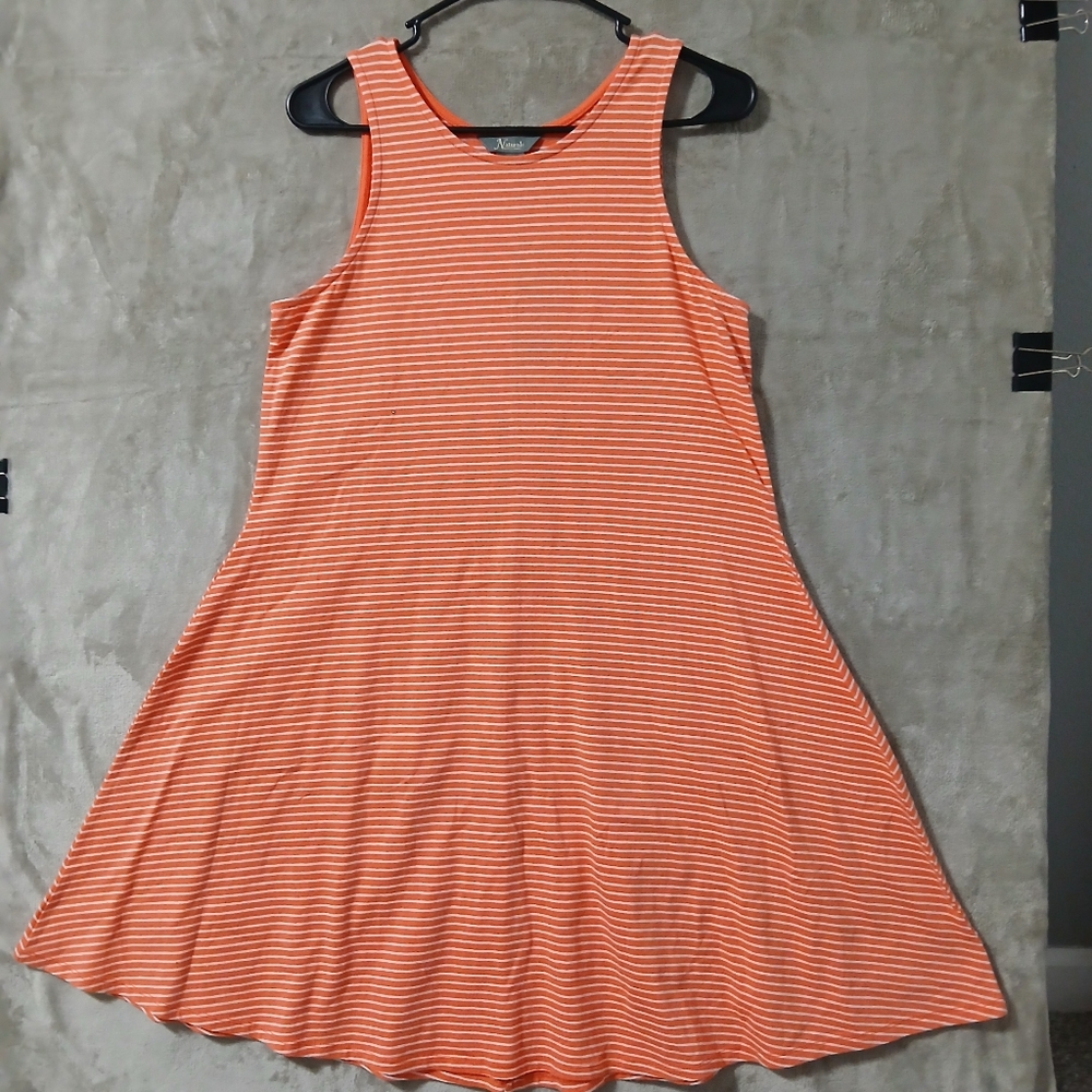 Orange Striped Sleeveless Dress